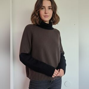 Societe Anonyme Cashmere Women's Brown and Black Turtleneck Ribbed Sweater SZ M